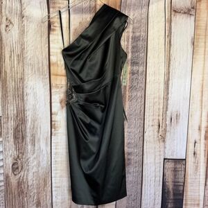 Eliza J One Shoulder Cocktail Dress Black Elegant Evening Formal Chic Size 4 NWT